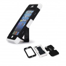 Walleva Black Shock Resistant+Stand Case For iPhone 5